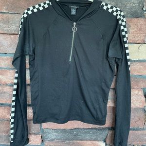 Rue 21 black checkered sleeve top